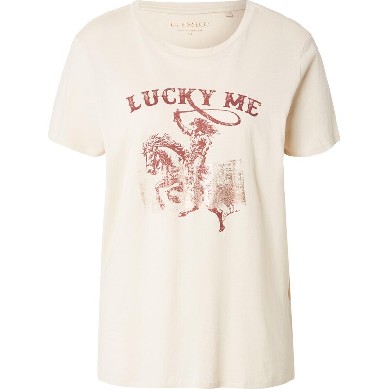 GUESS Tričko COWGIRL nebielená / vínovo červená 68491713