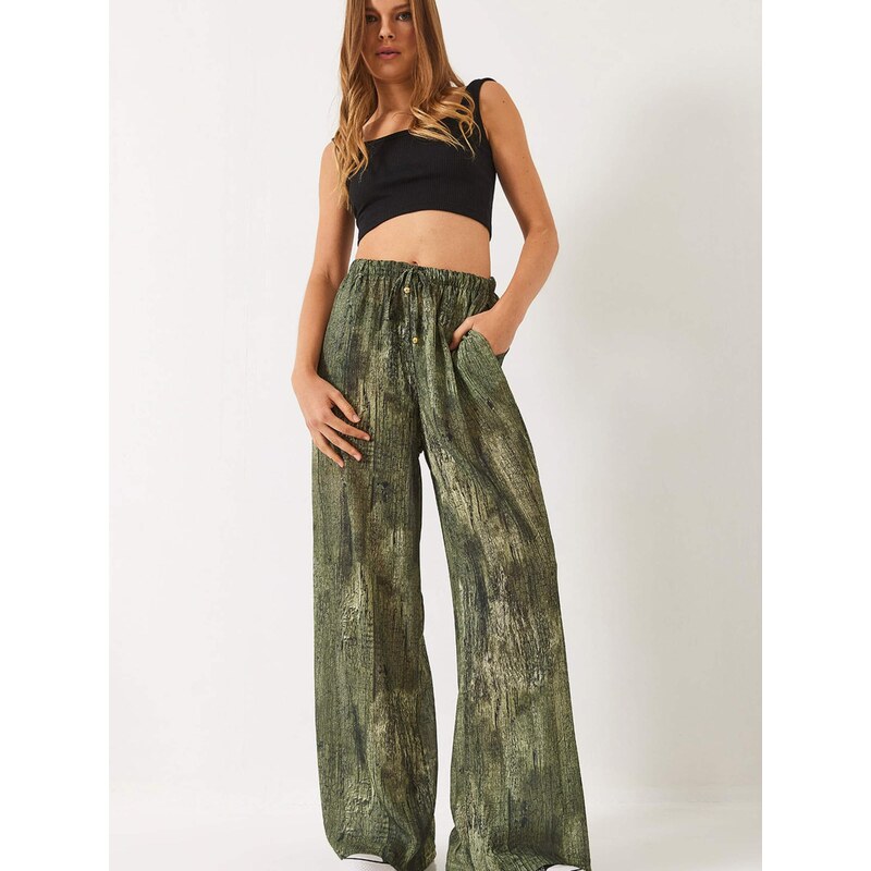 Bianco Lucci Nohavice zelená / tmavozelená / čierna 68491867