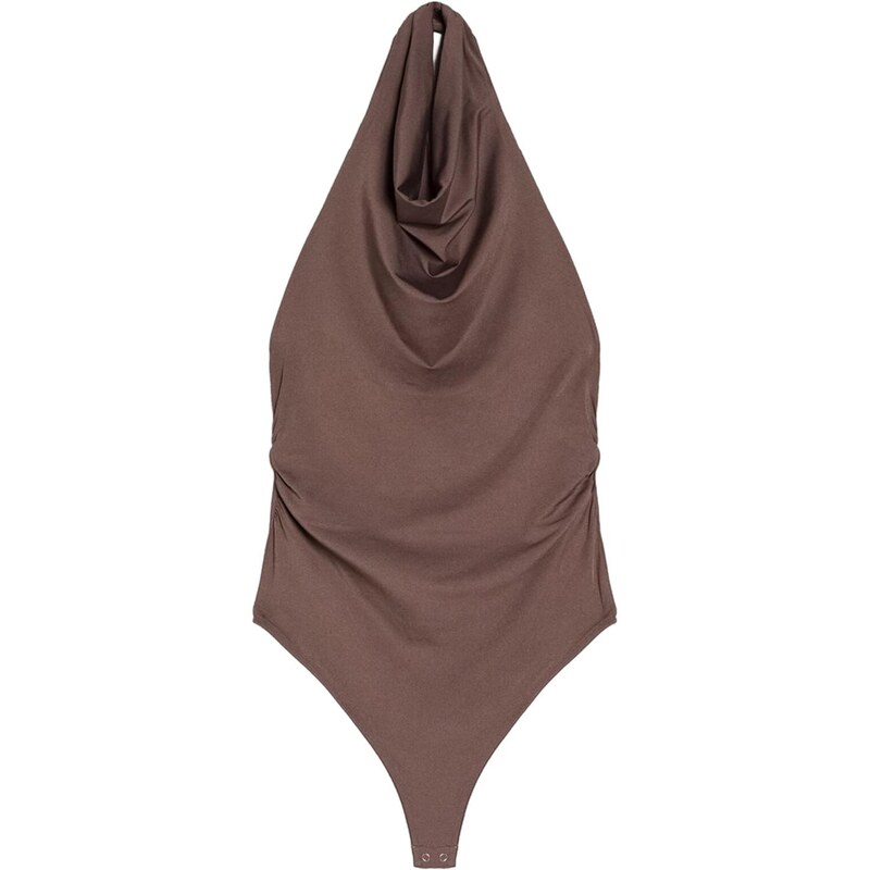 Bershka Košeľové body tmavobéžová 68491895