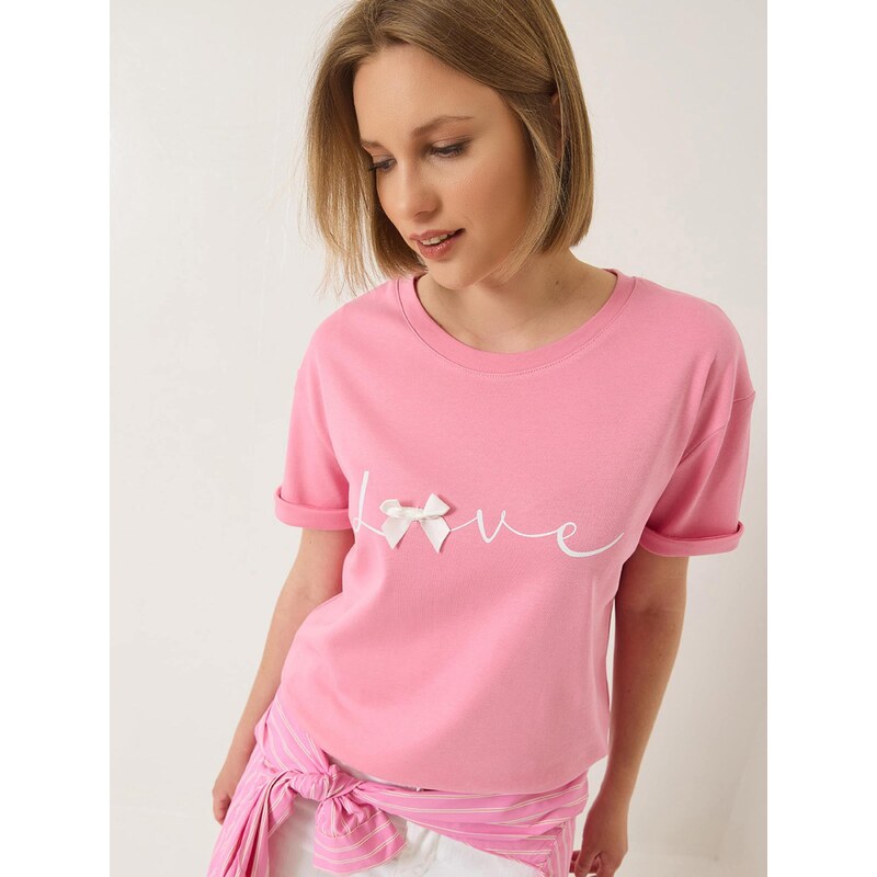 Bianco Lucci Tričko svetloružová / biela 68491926