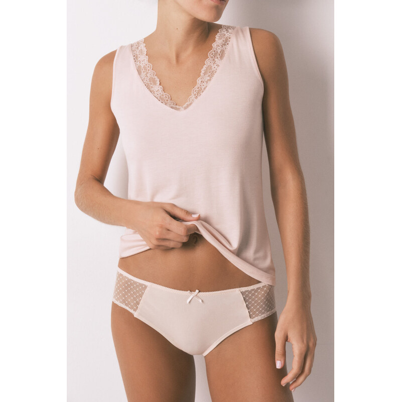 womensecret Klasické ružové široké nohavičky s plumetisom 68525273