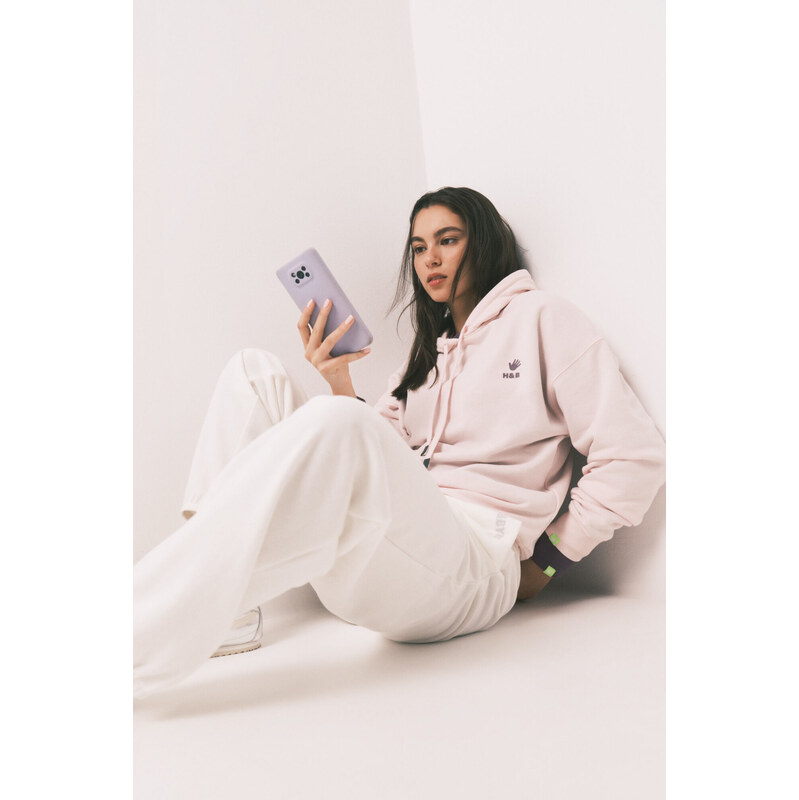 womensecret Biele bavlnené flísové nohavice 68525298