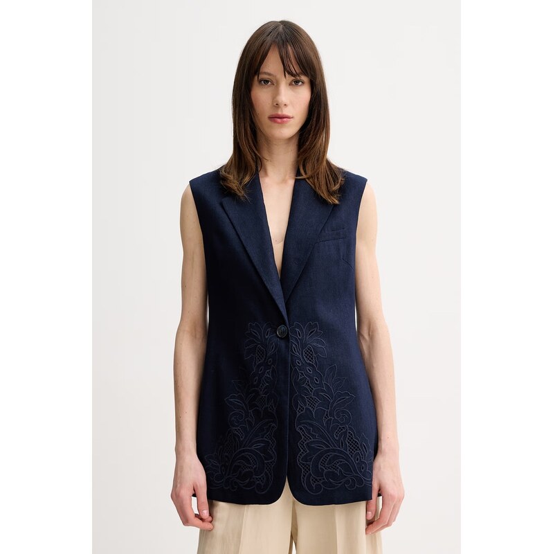 Twinset dámska jednoradová ľanová vesta 68494331