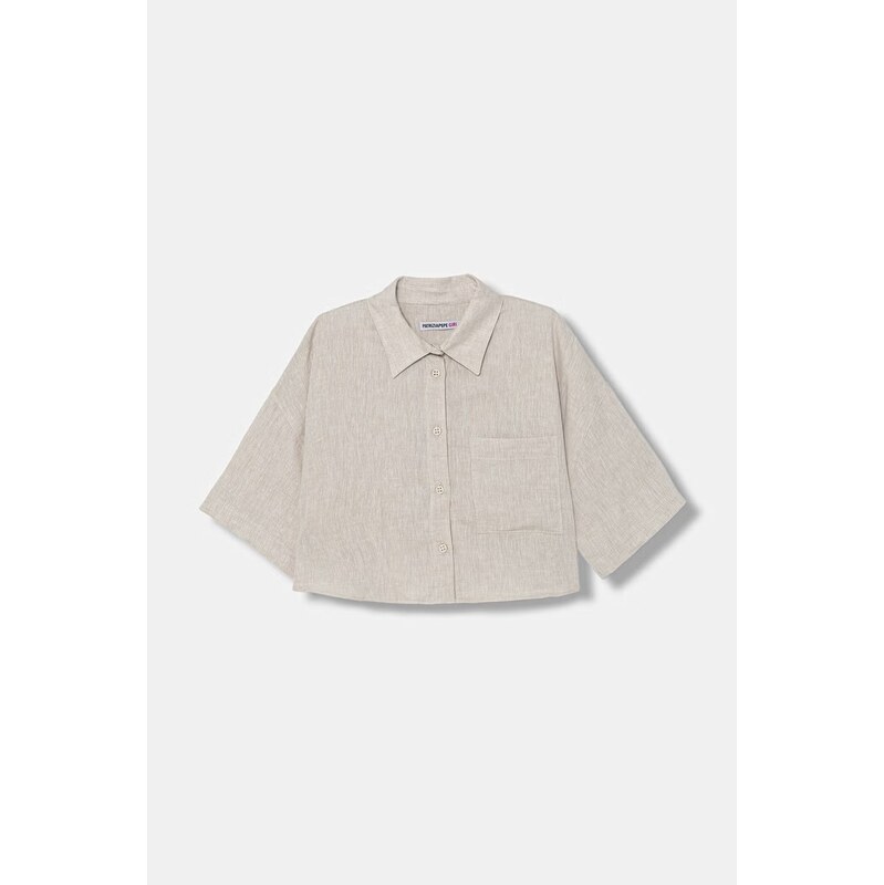 Patrizia Pepe košeľa safari detská s ľanom A713 68506898