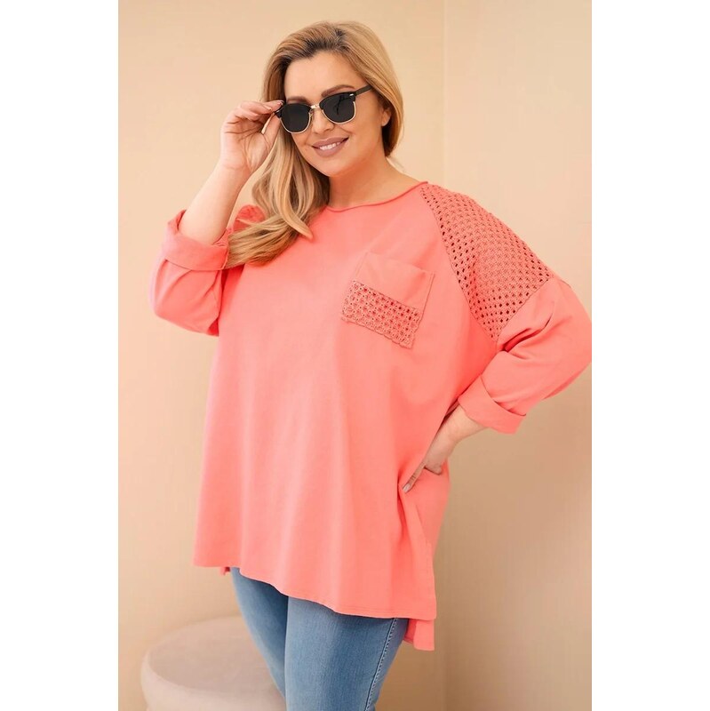 MladaModa Oversize mikina s perforovanou aplikáciou model 3790 68496793