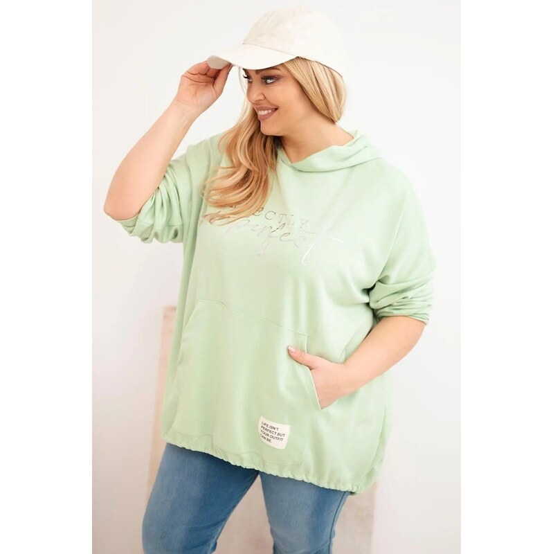 MladaModa Oversize mikina klokanka s kapucňou a potlačou model 25040 68496823