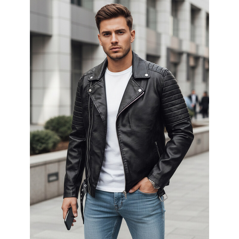 BASIC Čierna pánska koženková bunda TX4734 58241886