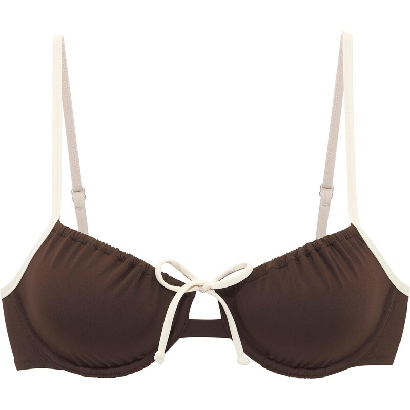 Copenhagen Studios Bikinový top Mix-Kini tmavohnedá / biela ako vlna 68500764