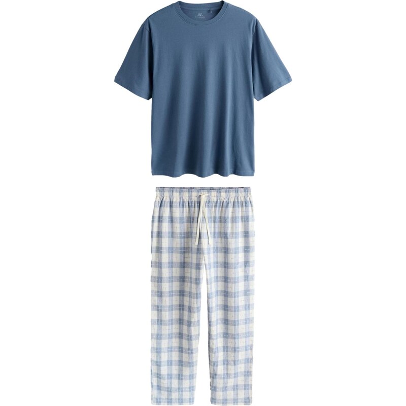 Next Dlhé pyžamo Eid Check opálová / biela 68500982