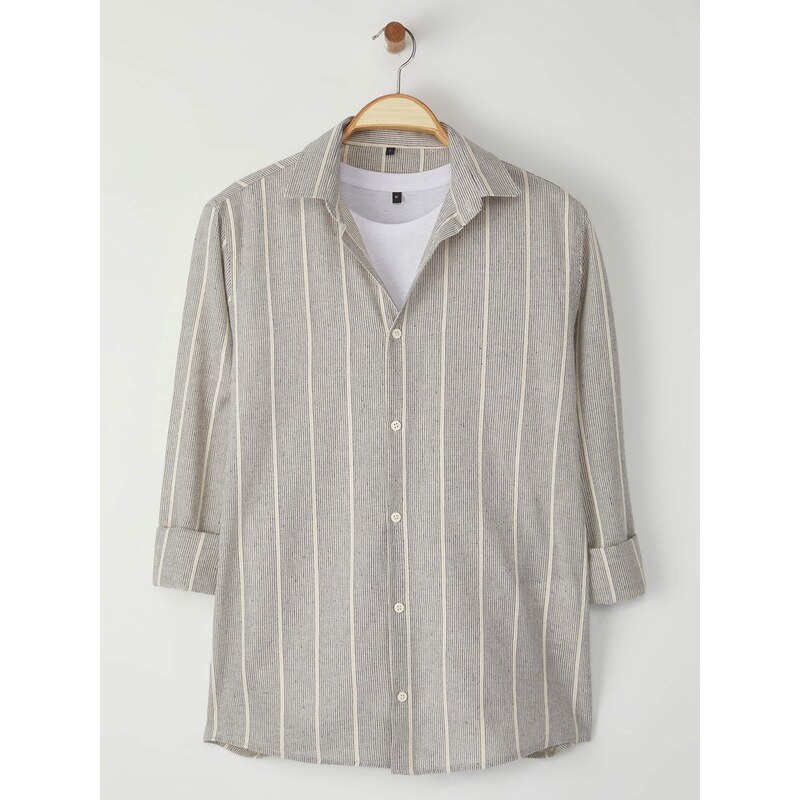 Trendyol Košeľa béžová / indigo 68501627