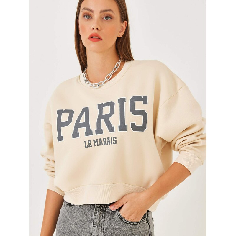 Bianco Lucci Mikina krémová / tmavosivá / biela 68501655