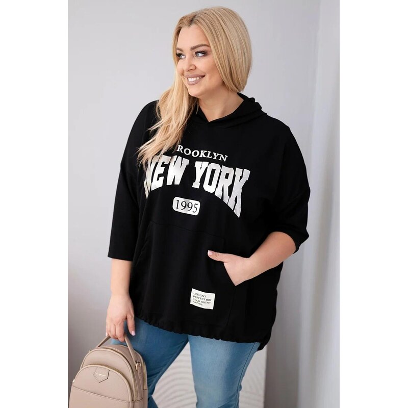 MladaModa Oversize mikina klokanka s kapucňou a potlačou model 25040-1 68496810