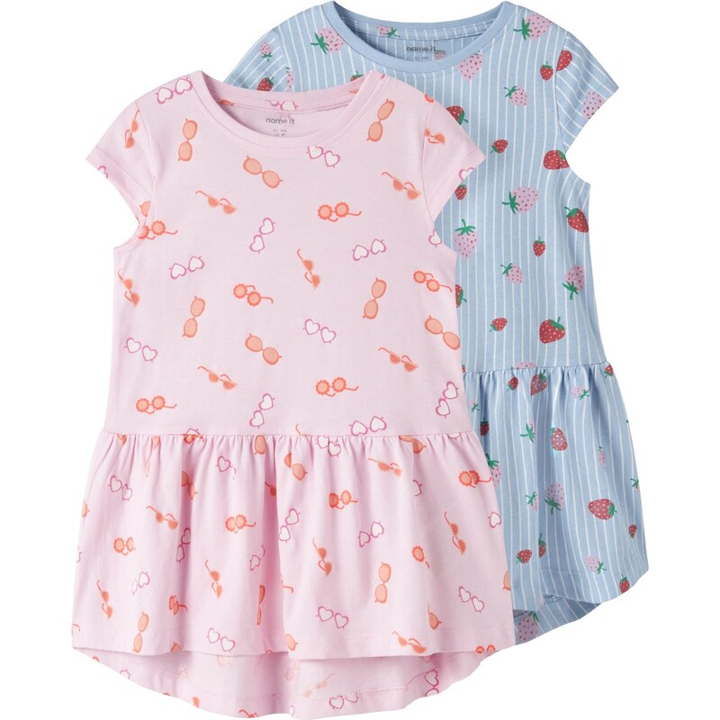 NAME IT Šaty NMFVIGGA svetlomodrá / oranžová / ružová / červená 68504080