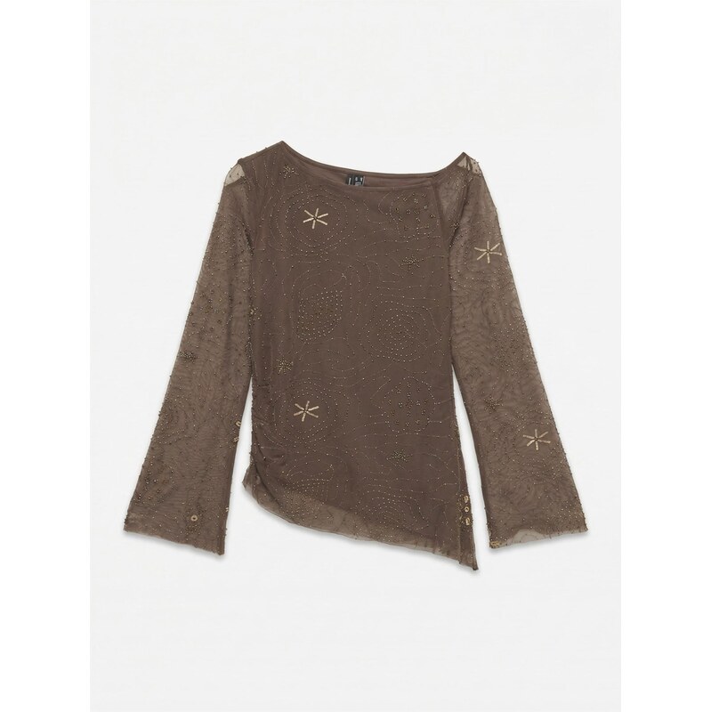 VERO MODA Tričko VMCARA zlatá / tmavošedá 68504956