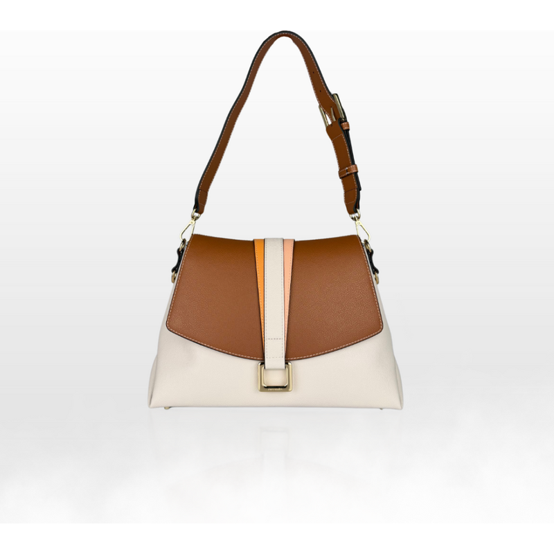 CROMIA ALMA kožená kabelka krémovo-koňaková 68505387