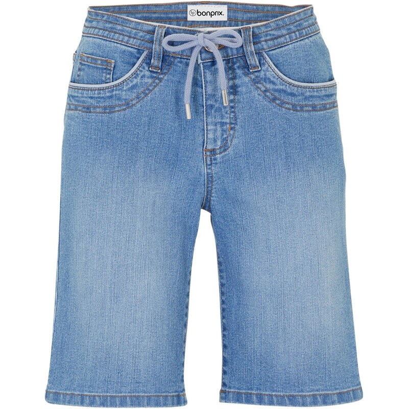 bonprix Džínsové bermudy, Slim Fit, stredná výška pásu, farba modrá 68554407
