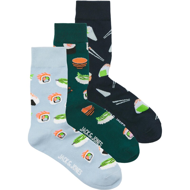 JACK & JONES Ponožky JACRICE námornícka modrá / svetlomodrá / zelená 68507224