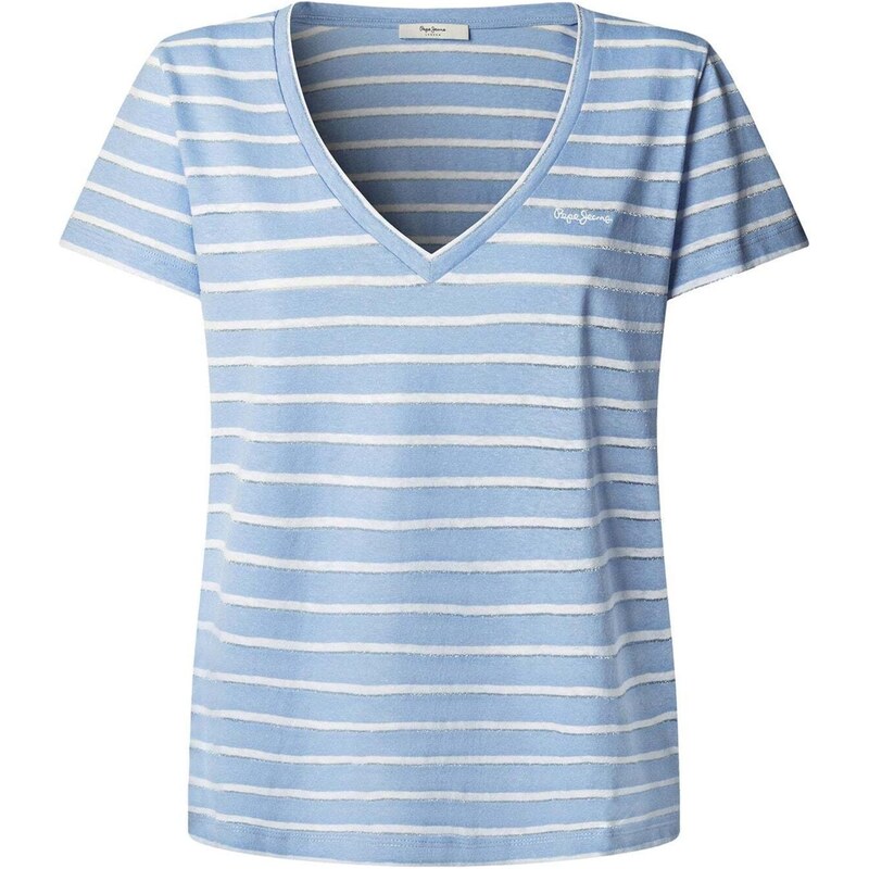 Pepe Jeans Tričko Megan modrosivá / biela 68508124