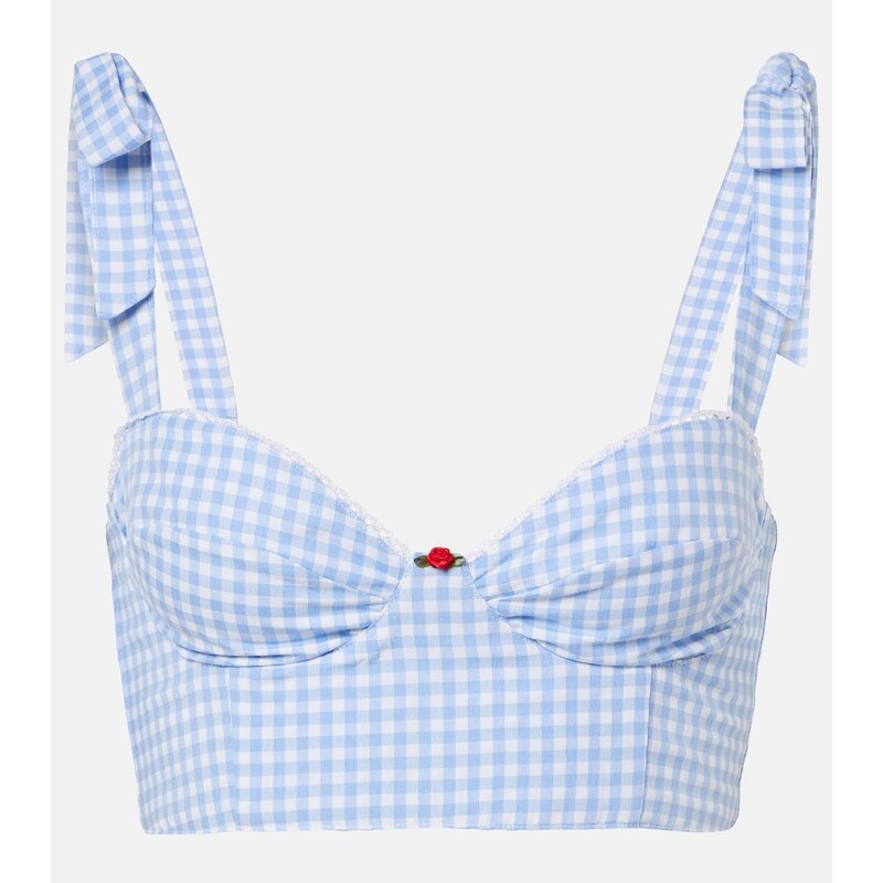 Bananhot Alba gingham cotton poplin crop top 68534689