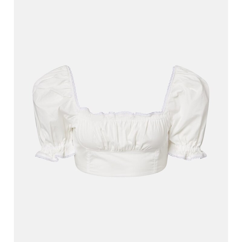 Bananhot Ligia ruffled cotton poplin crop top 68537130