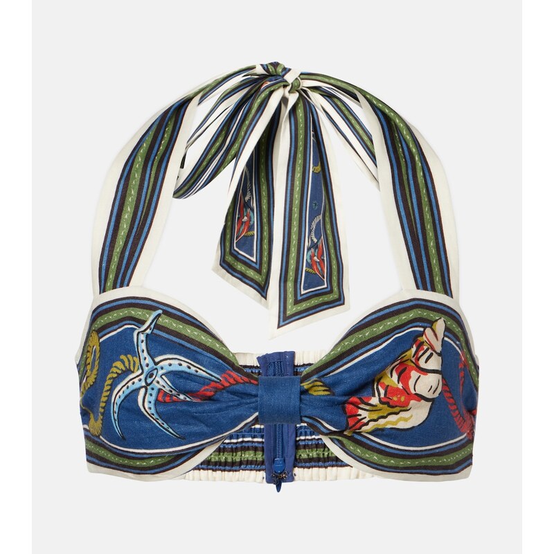 Alemais AlÃmais Cove printed halterneck linen bra top 68506612