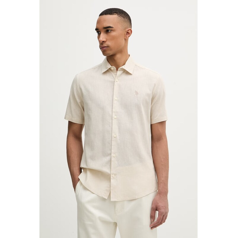U.S. Polo Assn. Košeľa safari pánska s ľanom LINEN BLEND SS 68507950