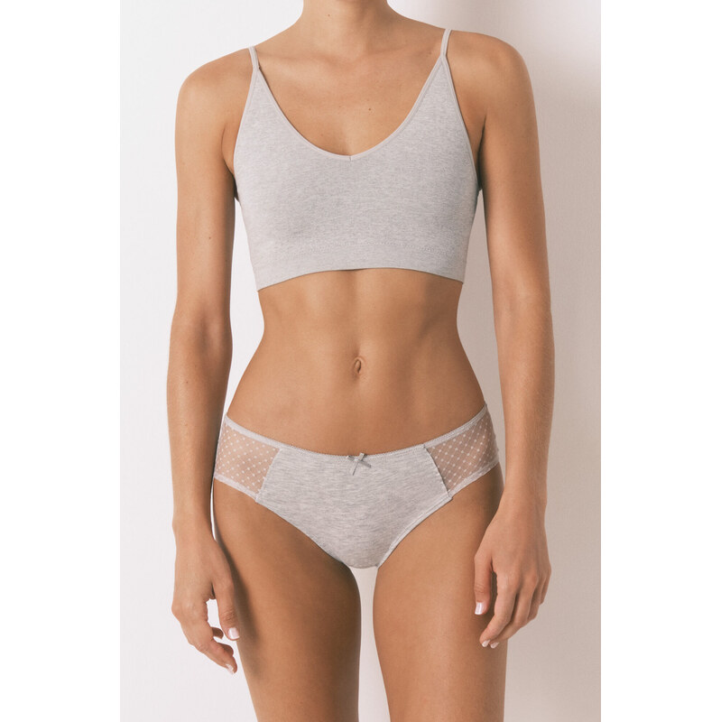 womensecret Široké sivé nohavičky s tylom 68523094