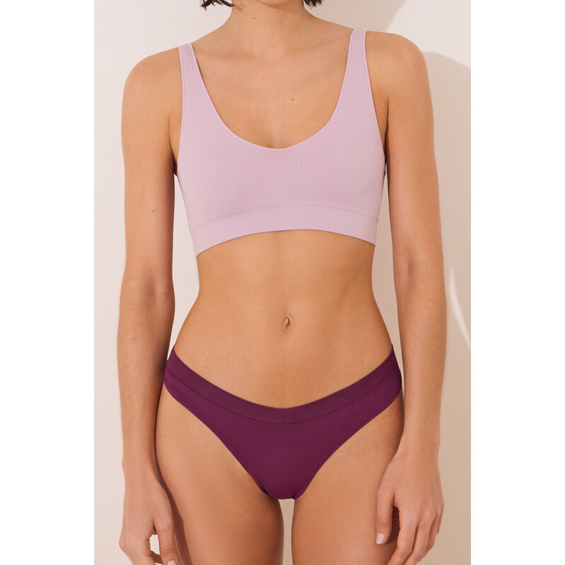 womensecret Bordové tangá nohavičky z mikrovlákna s riasením 68523100