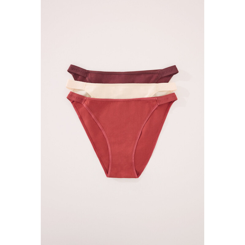 womensecret 3-balenie klasických bielych bavlnených nohavičiek 68523104