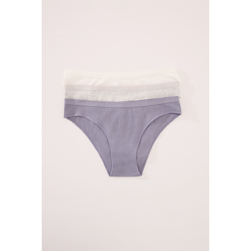 womensecret 3-balenie klasických nohavičiek z rebrovaného materiálu 68523106