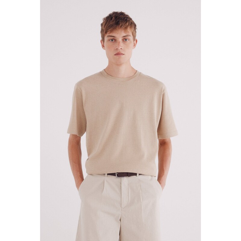 SPRINGFIELD Pánske textúrované tričko s krátkym rukávom 68523179