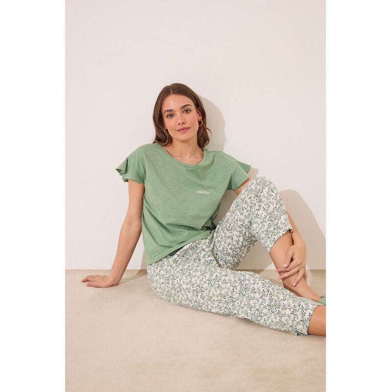 womensecret Zelené Capri pyžamo zo 100% bavlny 68523219