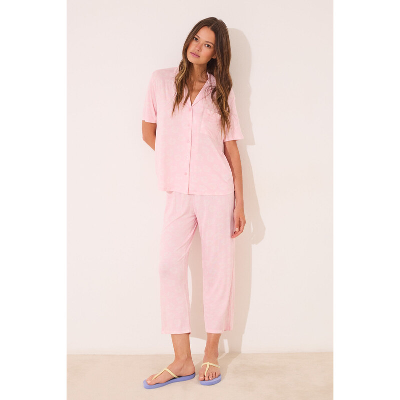 womensecret Klasické ružové Capri pyžamo z viskózy 68524212
