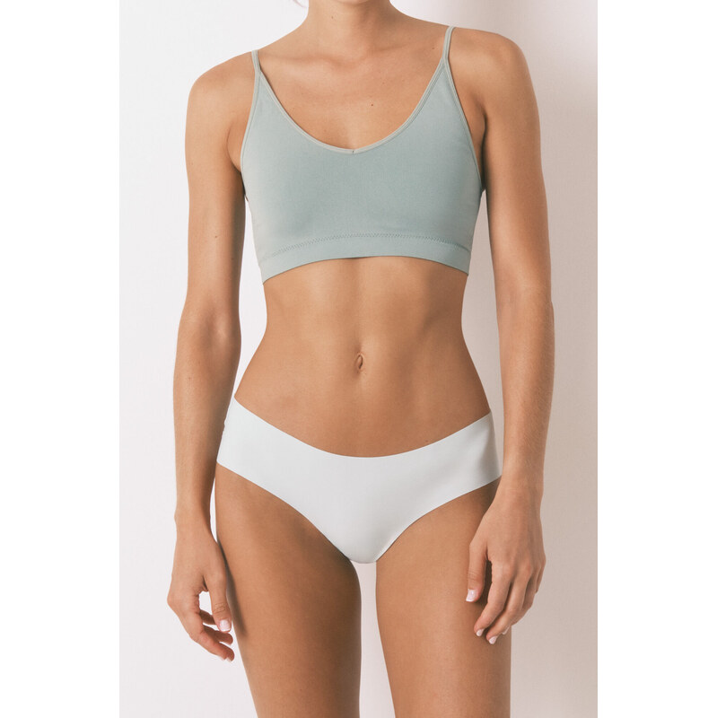 womensecret Klasické zelené nohavičky z mikrovlákna a čipky 68524221