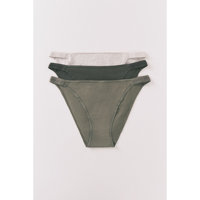 womensecret 3-balenie klasických bielych nohavičiek s logom 68524234