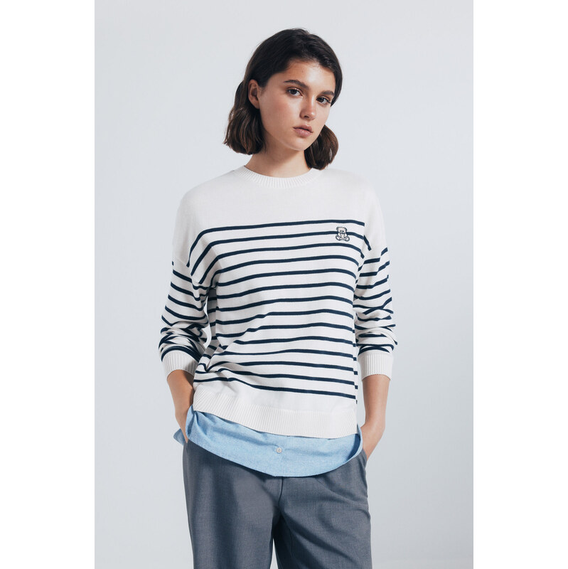 SPRINGFIELD Dámsky pruhovaný sveter s detailom výšivky 68524291