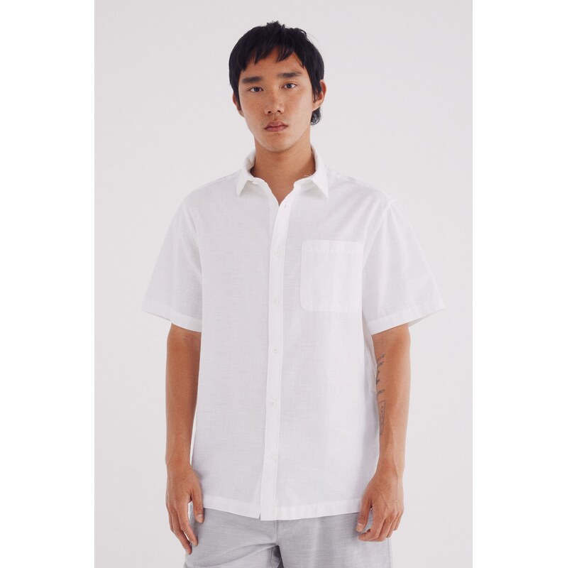 SPRINGFIELD Pánska ľanová košeľa s krátkym rukávom 68524289