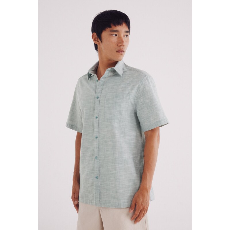 SPRINGFIELD Pánska ľanová košeľa s krátkym rukávom 68524288