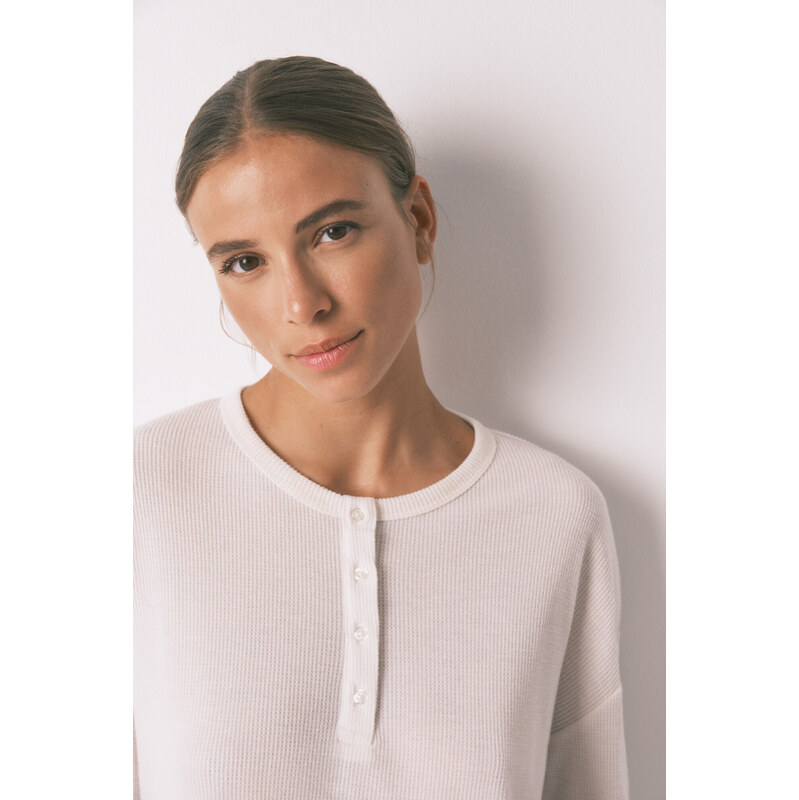 womensecret Dlhý biely textúrovaný set 68524335