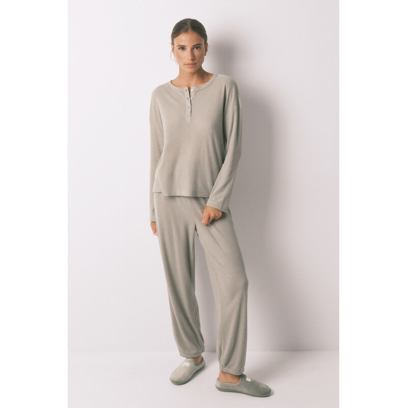 womensecret Dlhý zelený textúrovaný set 68524336