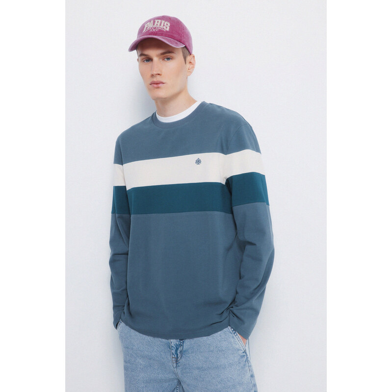 SPRINGFIELD Pánske pruhované tričko s dlhým rukávom 68524449