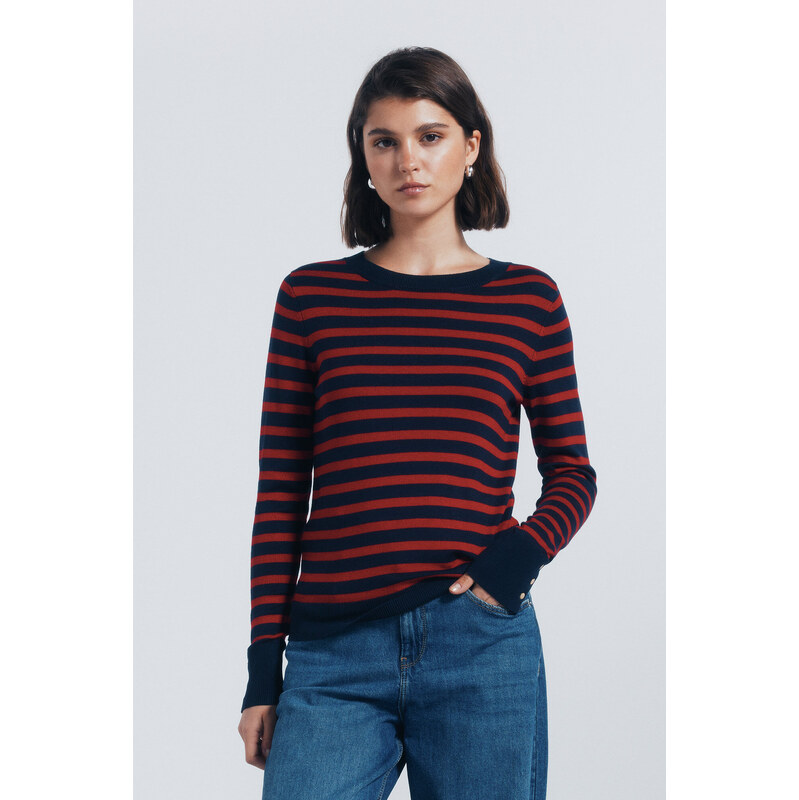 SPRINGFIELD Dámsky pruhovaný sveter s detailom gombíkov 68524468