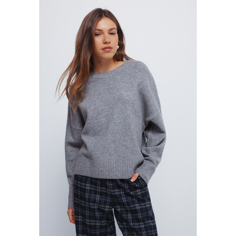 SPRINGFIELD Jednofarebný dámsky sveter s okrúhlym výstrihom 68524637