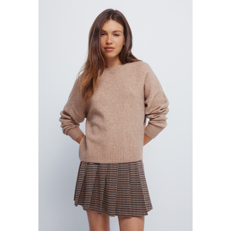 SPRINGFIELD Jednofarebný dámsky sveter s okrúhlym výstrihom 68524636
