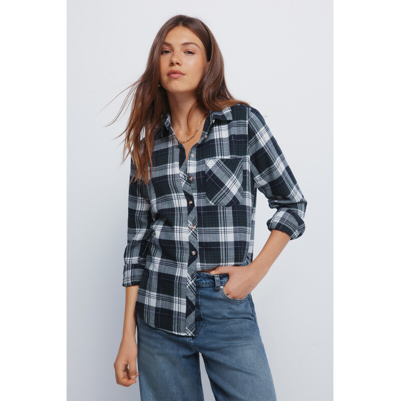 SPRINGFIELD Dámska kockovaná košeľa z lurexu 68524655