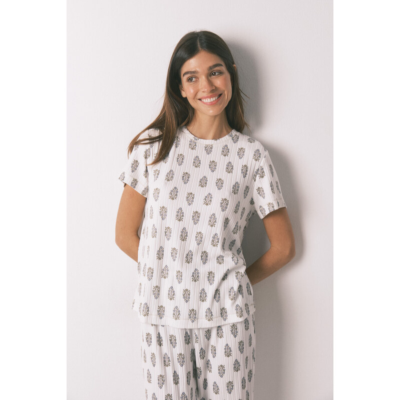 womensecret Hebké kvetinové pyžamo s krátkym rukávom 68524694