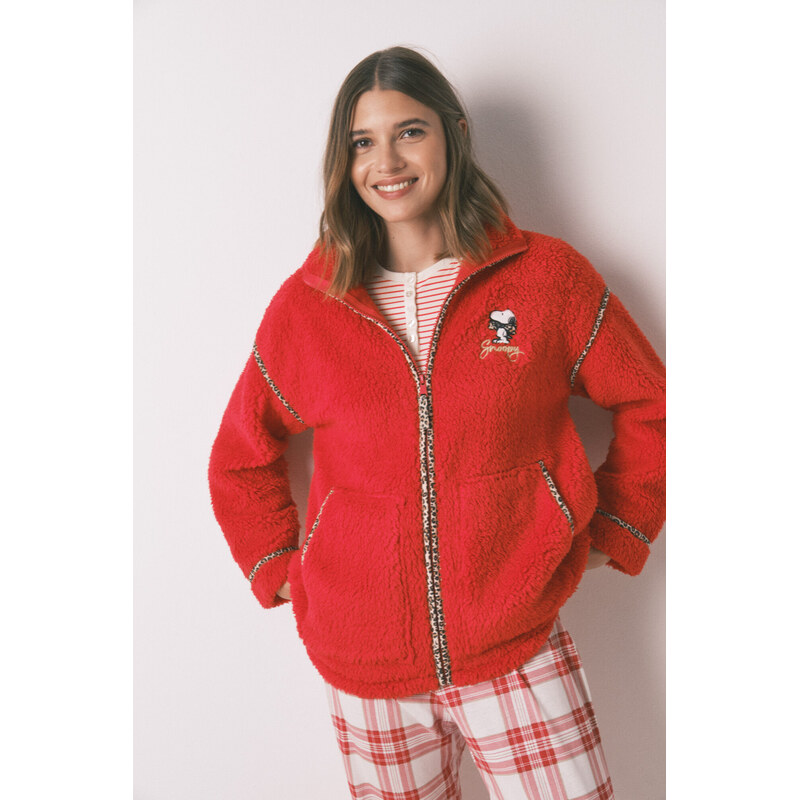 womensecret Červený župan Snoopy z nepravého rúna 68524704