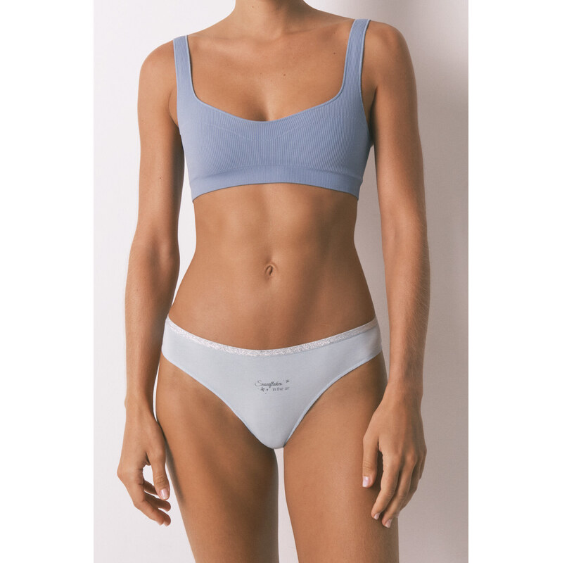 womensecret Klasické modré bavlnené nohavičky s lurexom 68524721