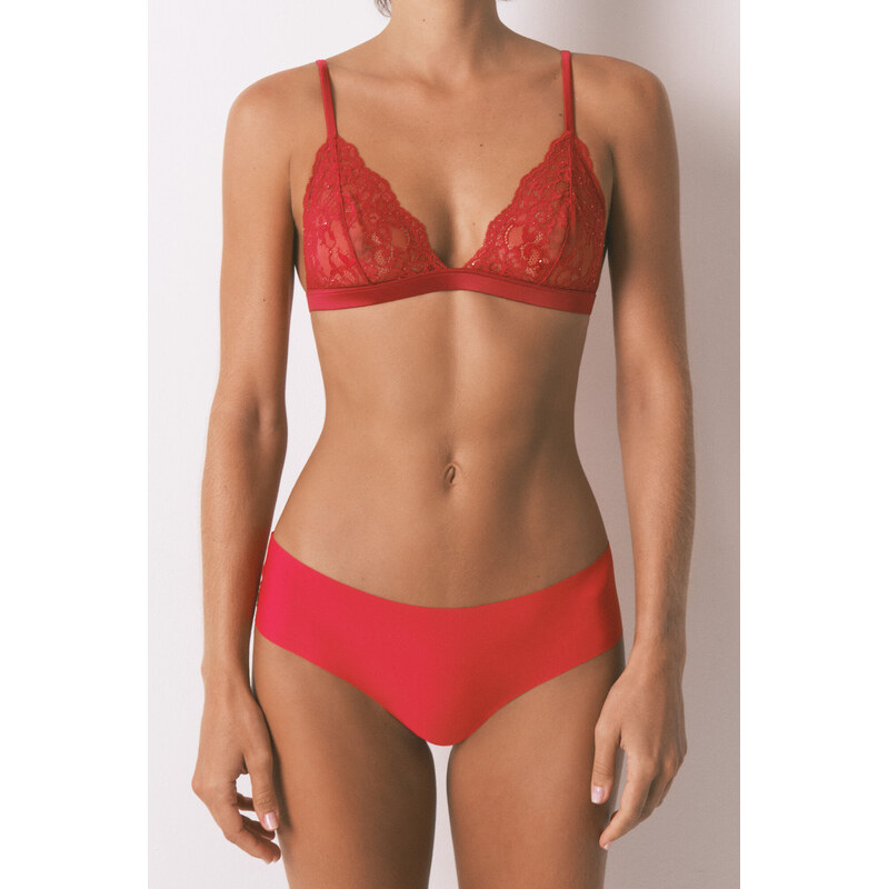 womensecret Clean Cut klasické červené čipkované nohavičky 68524734