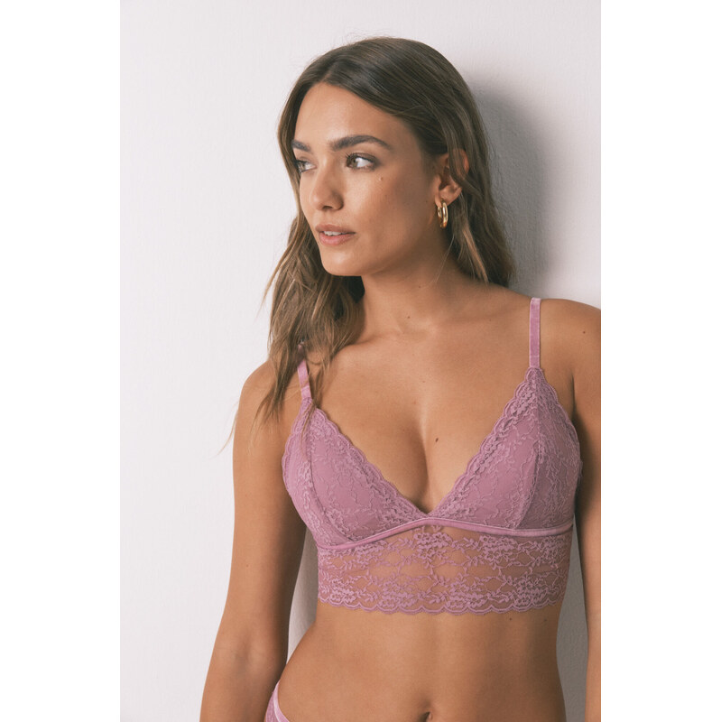 womensecret LOVELY ružová čipkovaná trojuholníková podprsenka 68524755